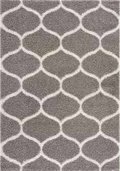 Ковер Sanat с высоким ворсом "Мадрид", прямоугольный, гостиная, длинный ворс, ворсистый ковер 80х150 см, светло-серый