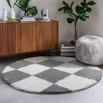 Ковер Sanat с высоким ворсом "Милан 1250", круглый, с высоким ворсом, для гостиной, спальни, подходит для пола с подогревом 200 см, светло-серый