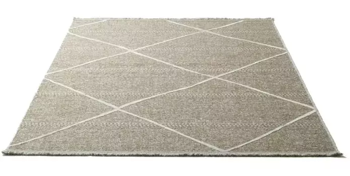 Ковер Sansibar "Braderup", прямоугольный, плоского плетения, современный скандинавский дизайн, ромбовидный мотив, с бахромой 80х150 см, бежевый