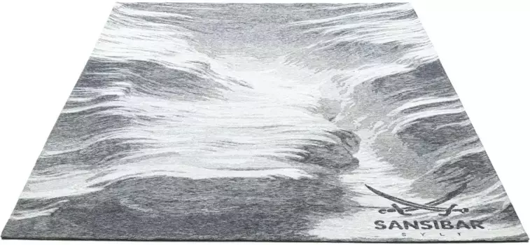 Ковер Sansibar "Keitum 032", прямоугольный, плоского плетения, современный дизайн, мотив "прибой и волны" 60х90 см, серый