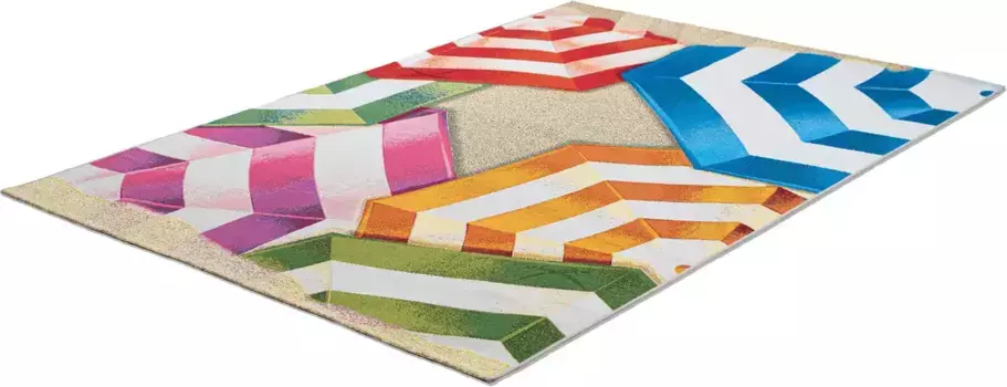 Ковер Sansibar "Rantum Beach SA-019", прямоугольный, плоского переплетения, современный дизайн, мотив зонтика, подходит для использования на открытом воздухе 160х230 см, цвет bunt