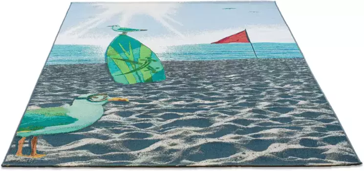 Ковер Sansibar "Rantum Beach SA-021", прямоугольный, плоского переплетения, современный дизайн, для пляжа и доски для серфинга, подходит для использования на открытом воздухе 80х165 см, цвет bunt