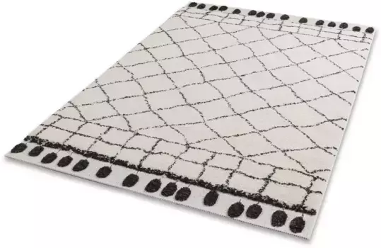 Ковер SCHNER WOHNEN коллекция с высоким ворсом "Winsome 6318-241", прямоугольный, длинный ворс, структура высокий-низкий, гостиная, коллекция Schner Wohnen SCHNER WOHNEN-KOLLEKTION 140х200 см, белый