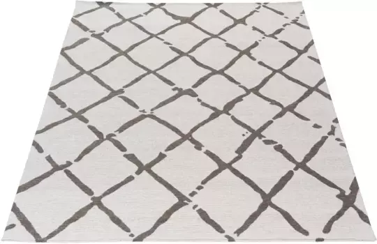 Ковер Sehrazat "Carina 6964", прямоугольный, моющийся, плоское плетение, скандинавский дизайн, противоскользящий, геометрический дизайн 160х230 см, бежевый