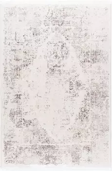 Ковер Сехразат "Диамант 7810", прямоугольный, винтажный дизайн, короткий ворс, из мягкой блестящей пряжи, с бахромой Sehrazat 120х170 см, цвет creme