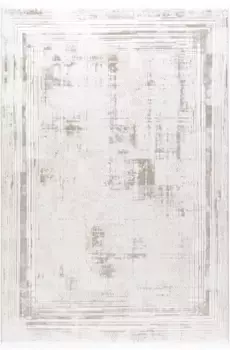 Ковер Сехразат "Diamond 7830", прямоугольный, с каймой, короткий ворс, из мягкой блестящей пряжи, с бахромой Sehrazat 80х300 см, цвет creme