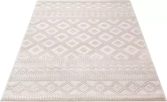 Ковер Сехразат "Люкс 6700", прямоугольный, гостиная, короткий ворс, структура высокий-низкий Sehrazat 80х150 см, темно-бежевый