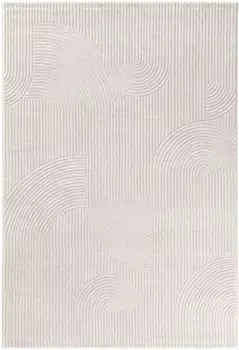 Ковер Sehrazat "Moda 1100", прямоугольный, короткий ворс, эффект 3D, структура высокая-низкая, гостиная 80х150 см, цвет creme