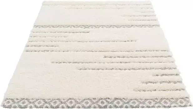 Ковер Sehrazat мохнатый "Bahama 8823", прямоугольный, высокая-низкая структура, гостиная 120х170 см, цвет creme