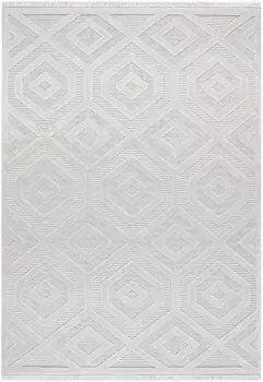 Ковер Sehrazat "Skandi 9800", прямоугольный, короткий ворс, эффект 3D, структура высокая-низкая, гостиная 80х300 см, бежевый