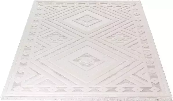 Ковер Sehrazat "Skandi 9840", прямоугольный, короткий ворс, эффект 3D, структура высокая-низкая, гостиная 200х290 см, цвет creme