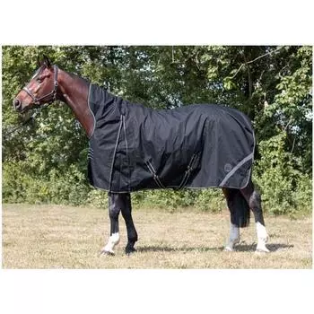 Попона HKM Innsbruck Highneck 1200D стрелочная с гладкой подкладкой, черный