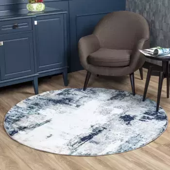 Ковер Сурья "Абстракция", круглый, современный мраморный дизайн, ковер для гостиной, спальни Surya 160 см, синий