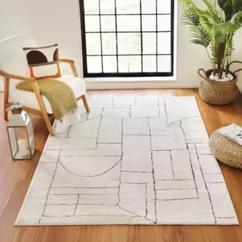 Ковер Surya "Modern", прямоугольный, скандинавский дизайн, современный ковер в стиле бохо с коротким ворсом для гостиной и спальни 160х213 см, белый