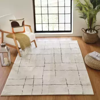 Ковер Surya "ПРАГА", прямоугольный, скандинавский дизайн, современный ковер в стиле бохо с коротким ворсом для гостиной и спальни 160х213 см, белый