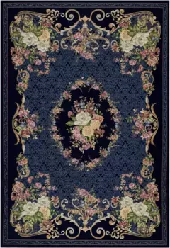 Ковер THEKO "Flomi Floral", прямоугольный, тканый, с цветочным узором, идеально подходит для гостиной и спальни 80х150 см, синий