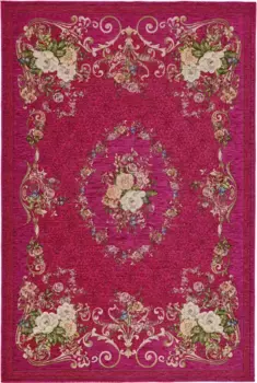 Ковер THEKO "Flomi Floral", прямоугольный, тканый, с цветочным узором, идеально подходит для гостиной и спальни 70х120 см, розовый