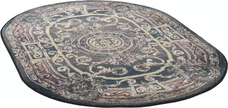 Ковер THEKO "Gabiro 856", овальный, короткий ворс, восточный вид, идеально подходит для гостиной и спальни 68х135 см, зеленый