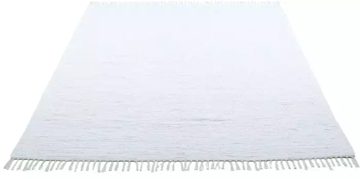 Ковер THEKO "Happy Cotton", прямоугольный, ковер ручной работы, плоское плетение, чистый хлопок, ручная работа, с бахромой 70х140 см, белый