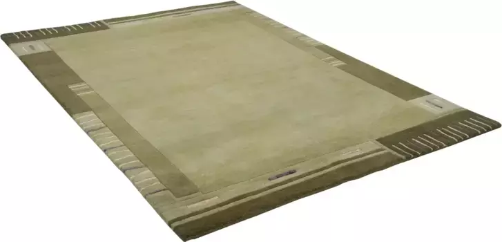 Ковер THEKO шерстяной "Кайлаш 110", прямоугольный, чистая шерсть, ручная работа, с каймой 60х90 см, зеленый