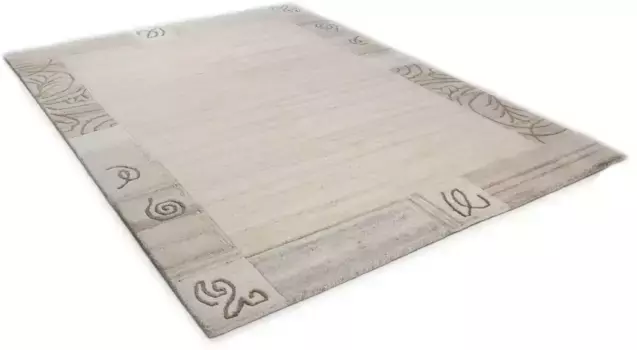 Ковер THEKO шерстяной "Накарта", прямоугольный, чистая шерсть, ручная работа, с каймой 90х160 см, серый