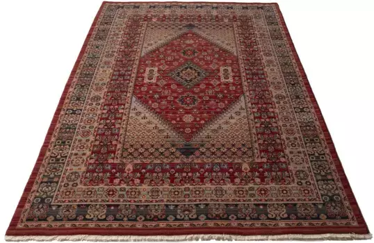 Ковер THEKO шерстяной "Saharna 2400", прямоугольный, чистая шерсть, восточный стиль, с бахромой 60х90 см, красный