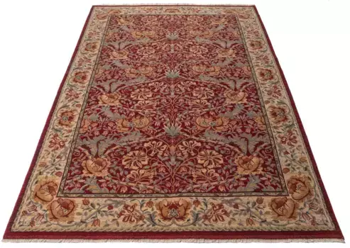 Ковер THEKO шерстяной "Saharna 2968", прямоугольный, чистая шерсть, восточный стиль, с бахромой 120х145 см, красный