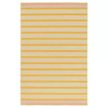 Ковер тканый для дома, улицы в полоску Ikea Korsning, 200x300 см, желтый/розовый