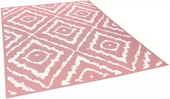 Ковер TOM TAILOR HOME "Garden Pattern", прямоугольный, плоского плетения, современный ромбовидный дизайн, подходит для использования внутри и снаружи помещений 160х230 см, цвет coral