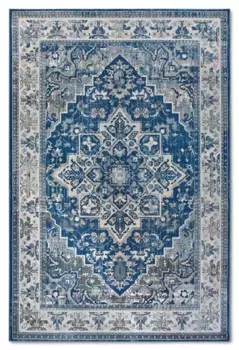 Ковер Villeroy & Boch "Jehanne", прямоугольный, восточный, гостиная, спальня, классический, короткий ворс, мягкий 80х240 см, синий/кремовый