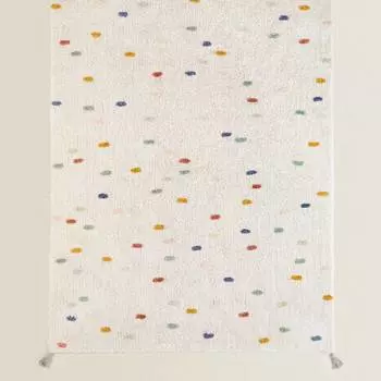 Ковер в горошек с помпонами Zara Home Coloured Polka Dot Pompom, белый