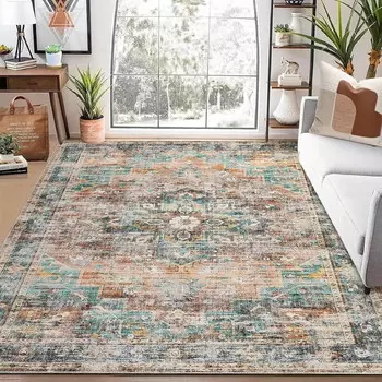 Ковер в стиле бохо WhizMax, зеленый / коричневый