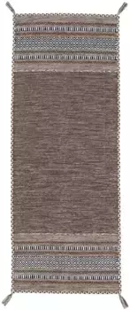 Ковердорожка "Келим Азизи", прямоугольный, хлопковый, двусторонний ковер с бахромой, гостиная Carpetfine 80х400 см, коричневый