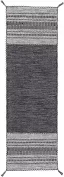 Ковердорожка "Келим Азизи", прямоугольный, хлопковый, двусторонний ковер с бахромой, гостиная Carpetfine 60х180 см, черный