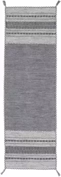 Ковердорожка "Келим Азизи", прямоугольный, хлопковый, двусторонний ковер с бахромой, гостиная Carpetfine 80х350 см, серый