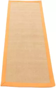 Ковердорожка "Сизаль", прямоугольная, с цветной каймой, противоскользящая задняя сторона Carpetfine 60х180 см, цвет orange