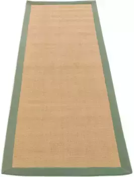 Ковердорожка "Сизаль", прямоугольная, с цветной каймой, противоскользящая задняя сторона Carpetfine 75х350 см, зеленый