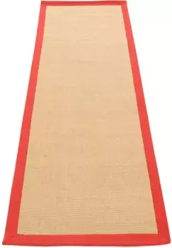 Ковердорожка "Сизаль", прямоугольная, с цветной каймой, противоскользящая задняя сторона Carpetfine 70х200 см, красный