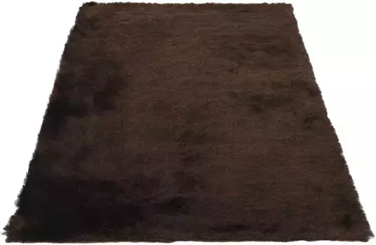 Коверизящный мохнатый ковер "Бриз", прямоугольный, особенно мягкий, с легким блеском, пряжа, гостиная Carpetfine 60х110 см, темно-коричневый