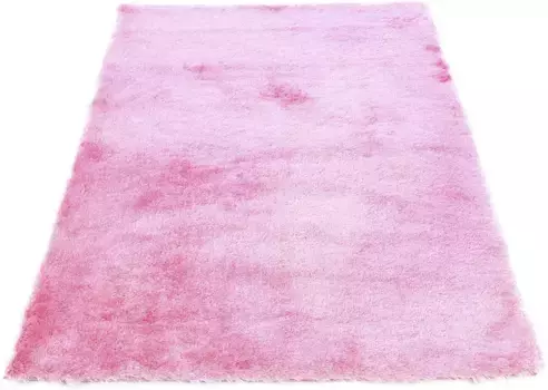 Коверизящный мохнатый ковер "Бриз", прямоугольный, особенно мягкий, с легким блеском, пряжа, гостиная Carpetfine 150х150 см, розовый