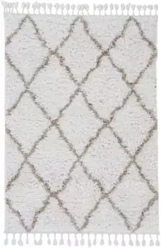 Коверизящный мохнатый ковер "Эдди", прямоугольный, также квадратной формы, с бахромой, гостиная Carpetfine 160х230 см, бежевый