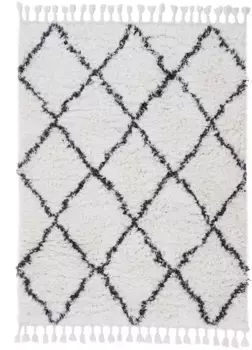 Коверизящный мохнатый ковер "Эдди", прямоугольный, также квадратной формы, с бахромой, гостиная Carpetfine 160х230 см, черный