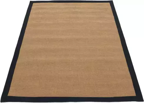 Коверизысканный ковер "Сизаль", прямоугольный, с цветной каймой, нескользящая изнанка Carpetfine 200х290 см, цвет anthrazit