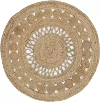 Коверковер "Джутовый ковер Элла", круглый Carpetfine 200 см, 200 см, цвет natur