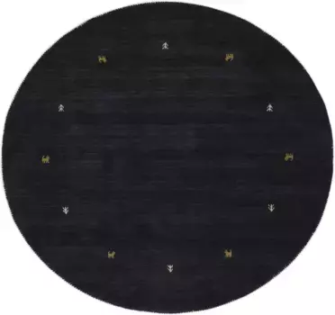 КоверКовер из тонкой шерсти "Gabbeh Uni", круглый, чистая шерсть, ручная работа, мотив животного Gabbeh, теплый комнатный климат, разные размеры Carpetfine 80 см, черный