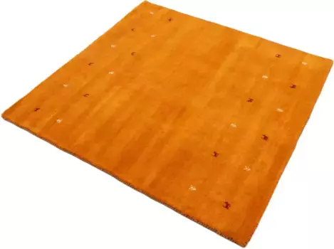 КоверКовер из тонкой шерсти "Gabbeh-Uni", квадратный, чистая шерсть, ручная работа, животный мотив Gabbeh Loom, специальная квадратная форма Carpetfine 60х60 см, цвет orange