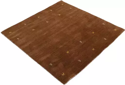 КоверКовер из тонкой шерсти "Gabbeh-Uni", квадратный, чистая шерсть, ручная работа, животный мотив Gabbeh Loom, специальная квадратная форма Carpetfine 120х120 см, коричневый