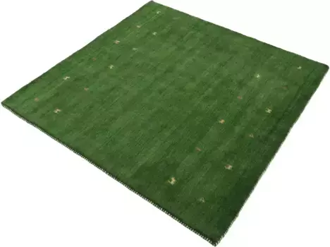 КоверКовер из тонкой шерсти "Gabbeh-Uni", квадратный, чистая шерсть, ручная работа, животный мотив Gabbeh Loom, специальная квадратная форма Carpetfine 120х120 см, зеленый