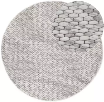 КоверКовер из тонкой шерсти "Sina", круглый, грубая структура, неподвластный времени дизайн, чистая шерсть, гостиная Carpetfine 120 см, светло-коричневый