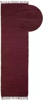 Коверковер "Kelim Chindi uni", прямоугольный, двусторонний ковер, чистый хлопок, ручная работа, однотонные, с бахромой Carpetfine 70х140 см, цвет Violett